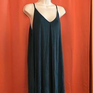 Teal Blue Nightgown Pjs, Stretchy, Adjustable, V-Neck, Short, Sleeveless, M